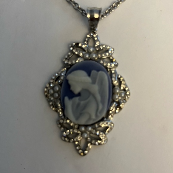 Jewelry - Guardian Angel blue Pendant With Blessing On